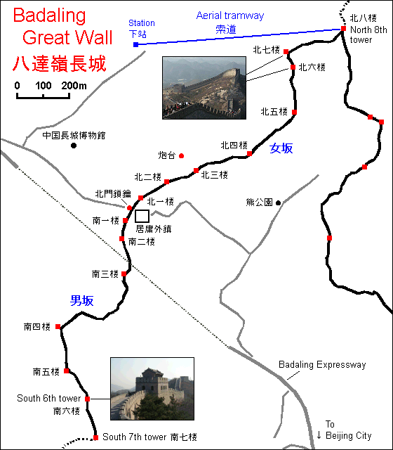 map of china with great wall of china. Badaling Great Wall Map