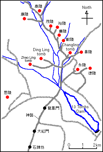 Thirteen Tombs of the Ming Dynasty Map