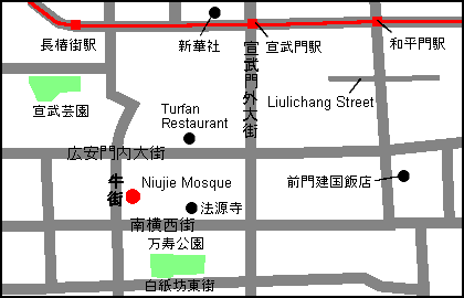 Map of Niujie Mosque